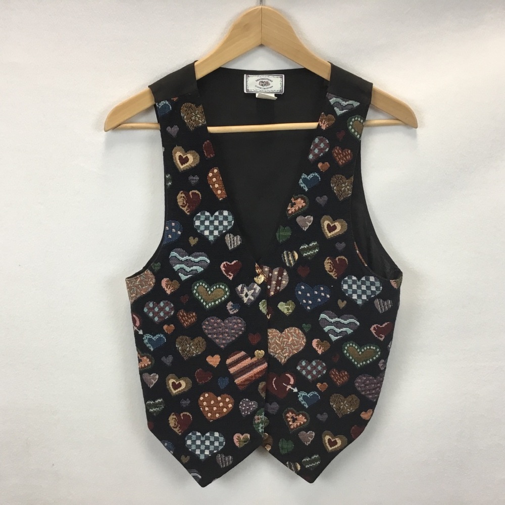 Vintage Imaginations Classic Collection Heart Tapestry Vest Size M/L